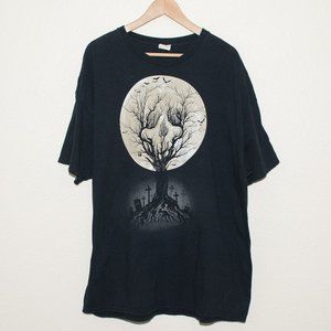Gildan Full Moon Tree Skull Halloween Graphic T-Shirt